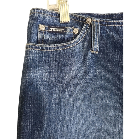 Vintage 90s Y2K Squeeze Jeans Denim Maxi Skirt 32" Waist High Side Slits - Picture 3 of 5